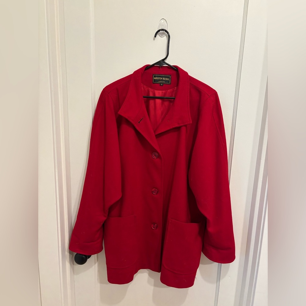 VTG! Kristen Blake Women's Red Wool Pea Coat, Small